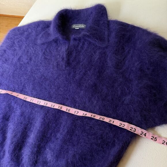 VTG Connie A Lee Angora Fuzzy Sweater Womens S/M Purple Collared Whimsical Retro - Picture 6 of 11